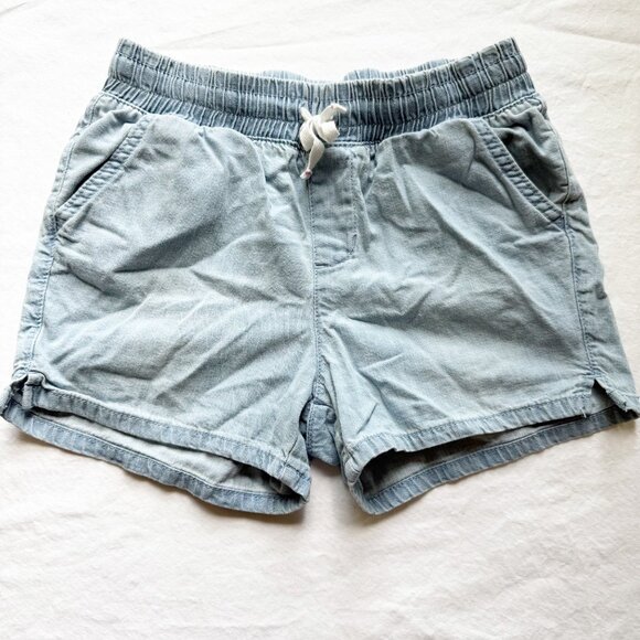 Cat & Jack Girls Light Blue Elastic Waist Chambray Shorts L 10/12 W Drawstring - Picture 1 of 6